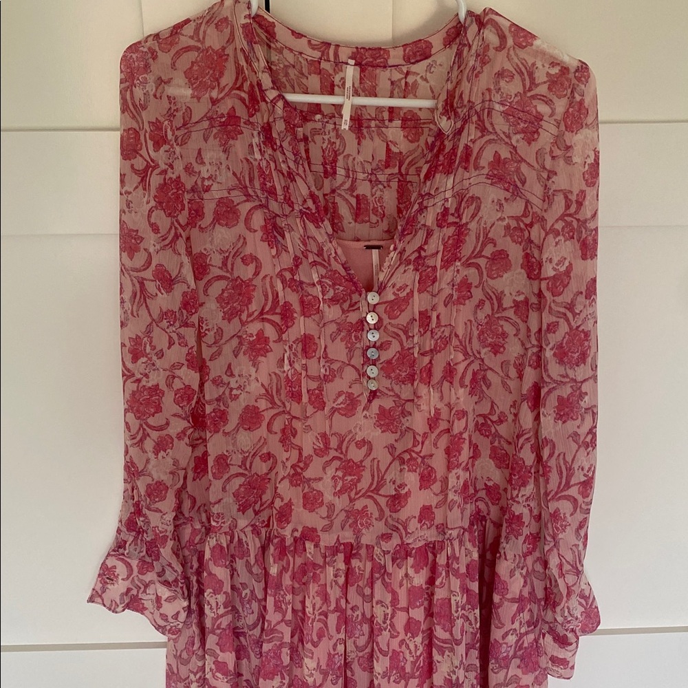 Free People Floral Pink Boho Dress - Picture 2 of 7